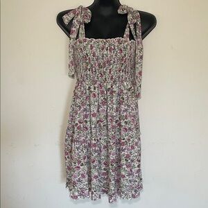 Floral Sleeveless Dress with Bow Straps